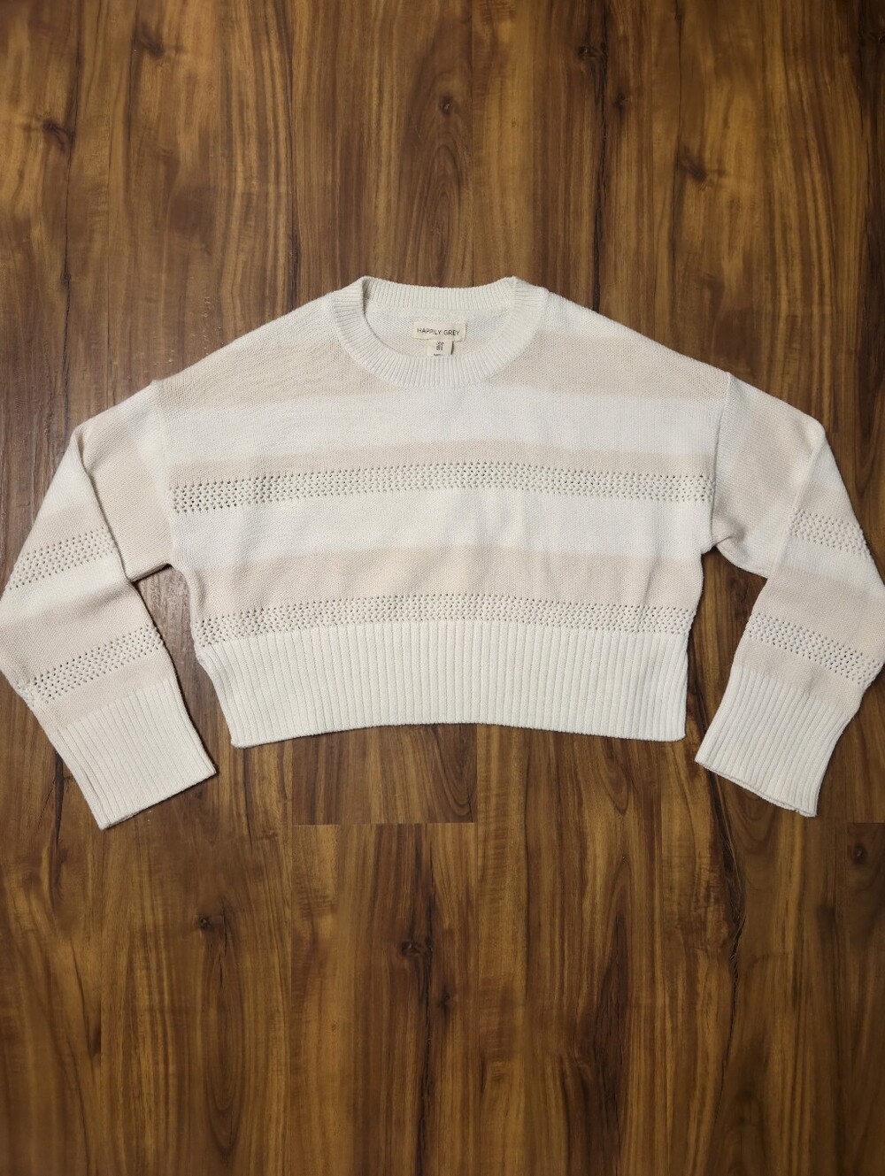 Happily Grey Striped Cropped Sweaters Size Small